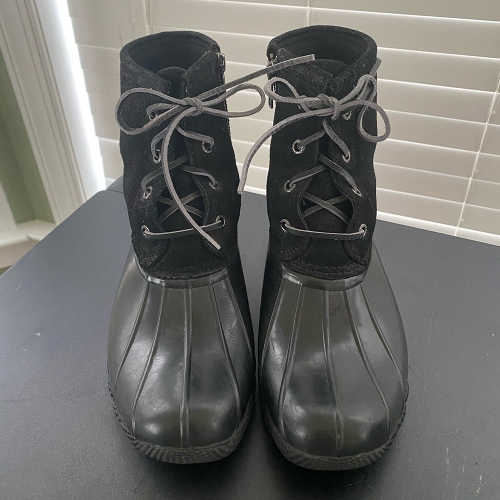 Sperry Women’s Ankle Rainboots,Black/black, Sz 8.5